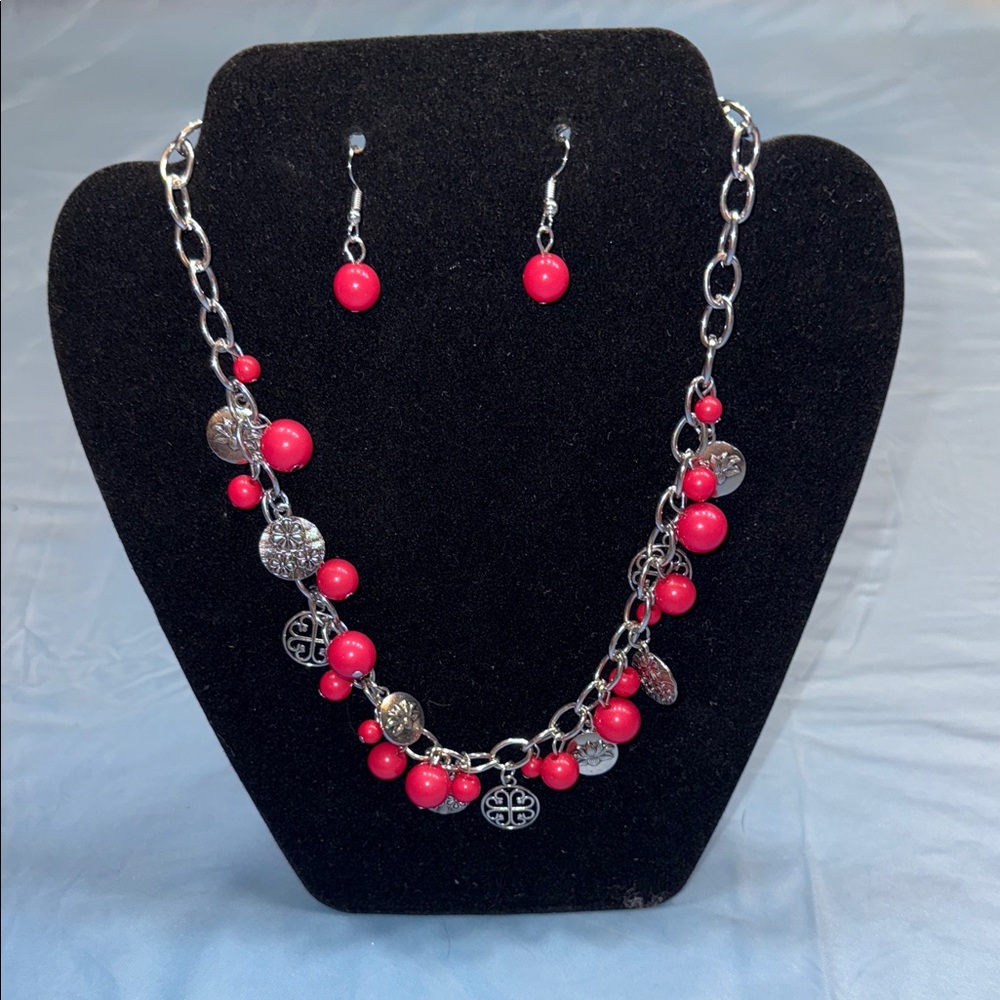 Paparazzi Silver Necklace with Red Accents